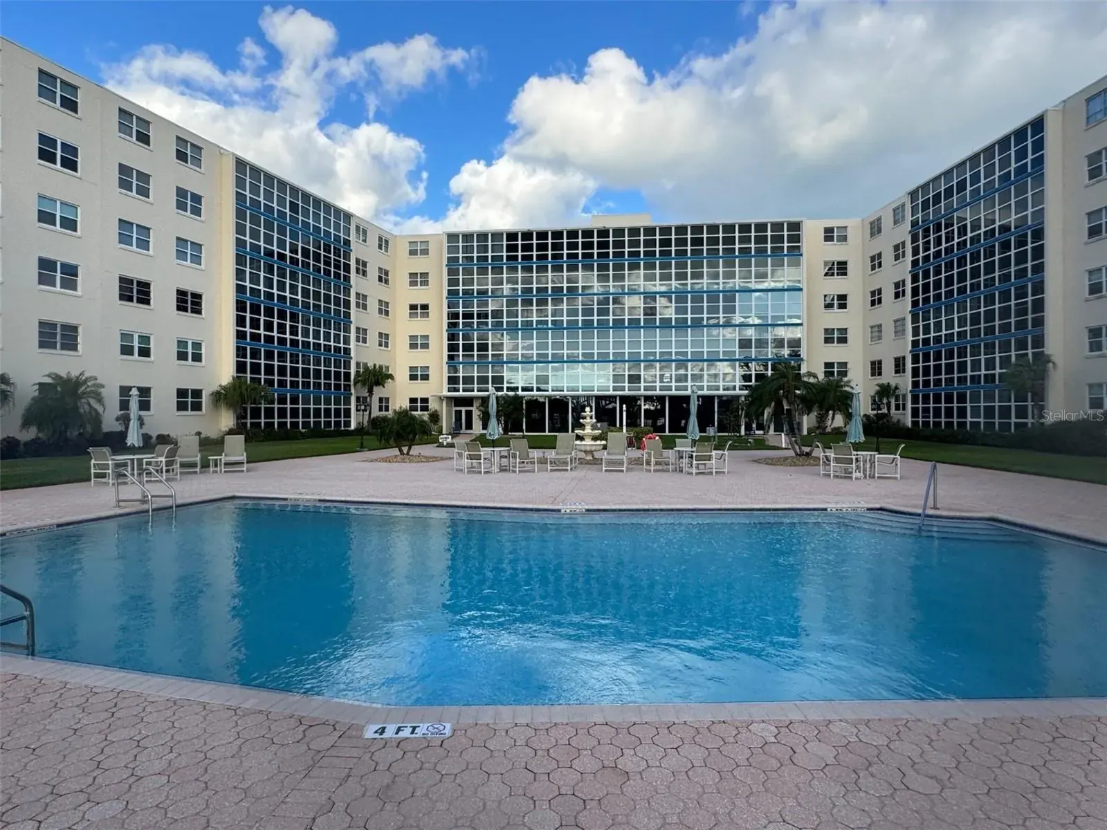 Condominium building and pool on the Daytona Beach peninsula