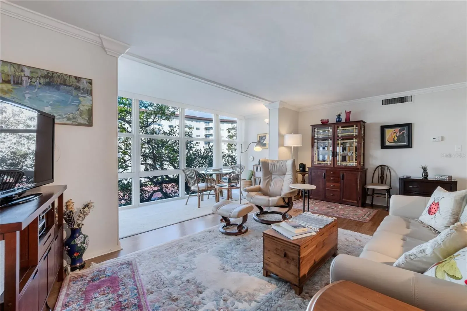 Living room with water views in a Daytona Beach condo