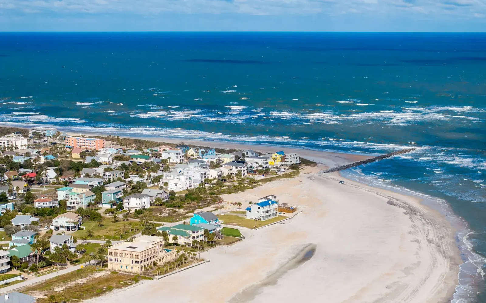 St. Augustine Beach and its pier from above