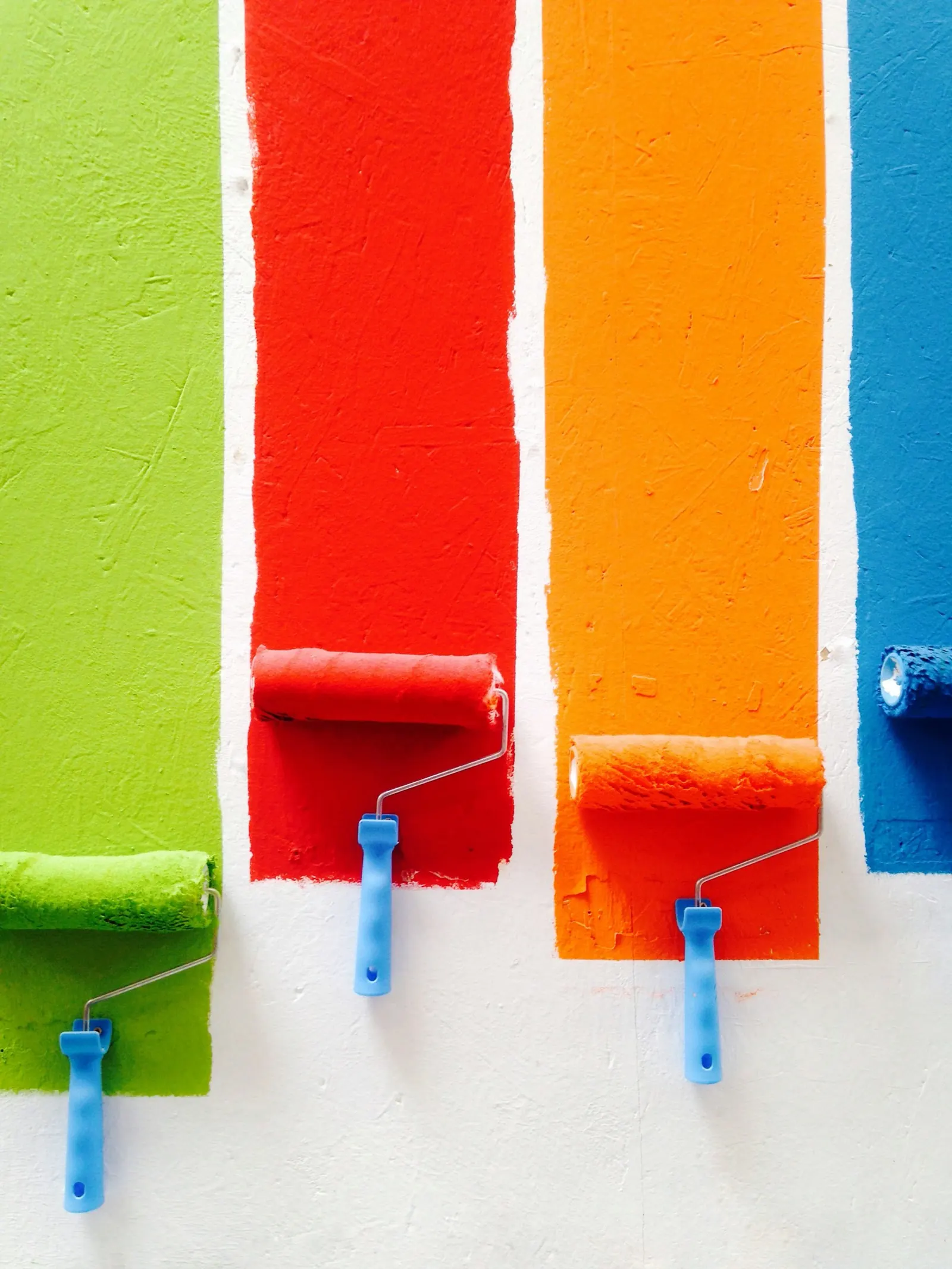 Multiple paint brushes with different colors