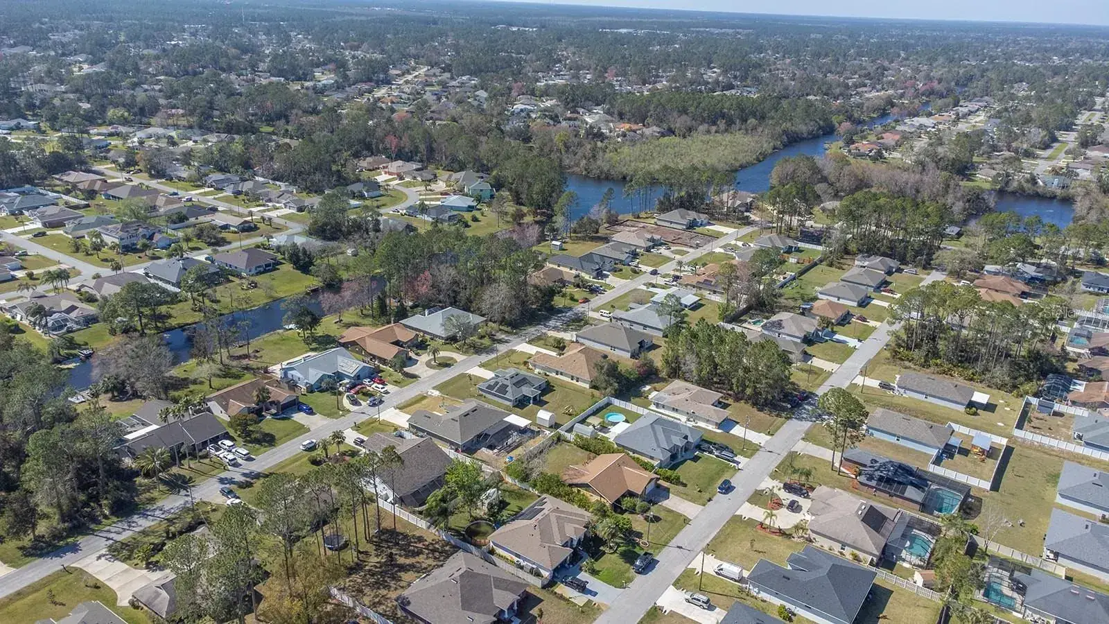 Aerial view of Palm Coast neighborhoods